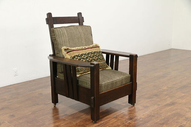 Arts & Crafts Mission Oak Antique Craftsman Morris Recliner Chair  #30152 photo
