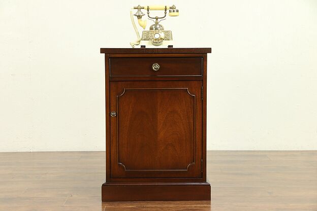 Traditional Vintage Mahogany Phone, Printer Stand, Desk Side Cabinet Rway #30316 photo