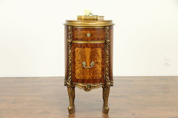 Satinwood & Rosewood Marquetry Pedestal, End Table or Nightstand Rockford #31830 photo