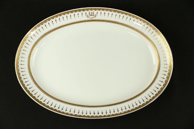 Minton Gold Rim Oval Platter, She Flies with her Own Wings Motto #29537 photo