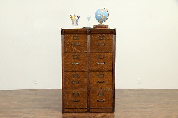 Quarter Sawn Oak Antique Double File Cabinet, Yawman & Erbe, NY  #30784 photo