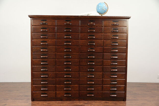 Oak Antique 48 Drawer File or Collector Cabinet, Signed Peterson #29553 photo