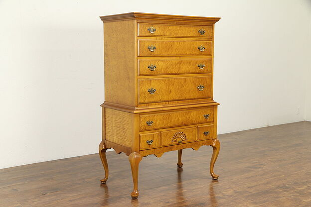 Curly Birdseye Maple Antique Tall Chest on Chest, Highboy, McCreery #31997 photo