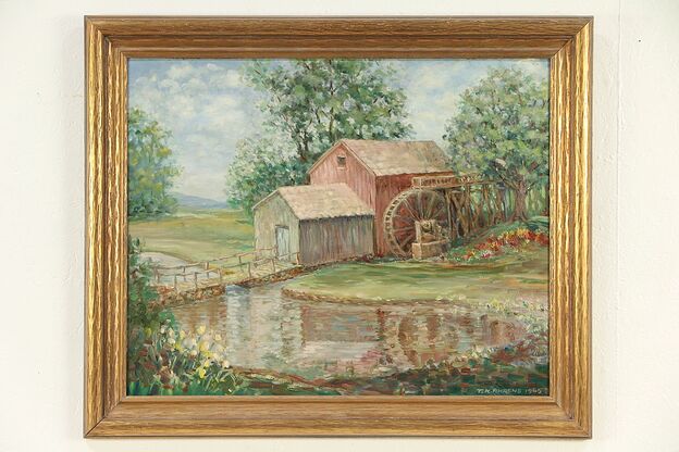 Old Mill in Blue Ridge Mountains, Original Oil Painting, T.K. Ahrens 1965 #29795 photo