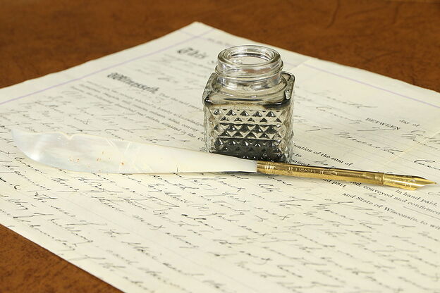 Victorian Antique Pearl & Gold Ink Pen #31898 photo