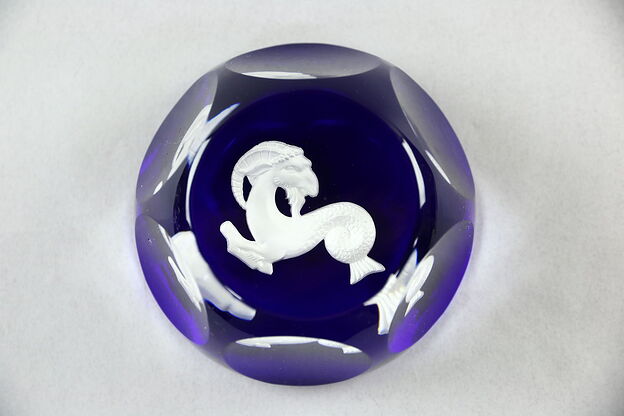 Baccarat France Sulphide Paperweight, Capricorn photo
