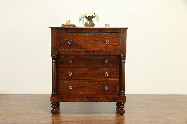 Empire Antique Chest or Dresser, Cherry, Curly Maple & Mahogany  #30394 photo