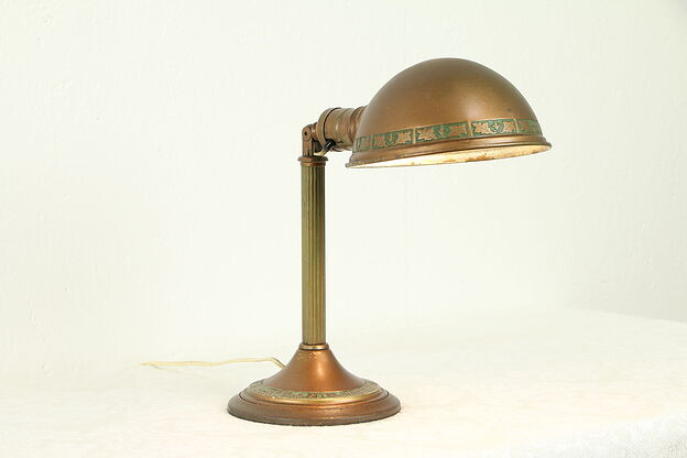 Adjustable Desk Lamp, Original Copper & Paint, Pat. 1908 #31070 photo