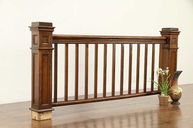 Architectural Salvage Antique Pine Railing with Newel Posts  #32104 photo