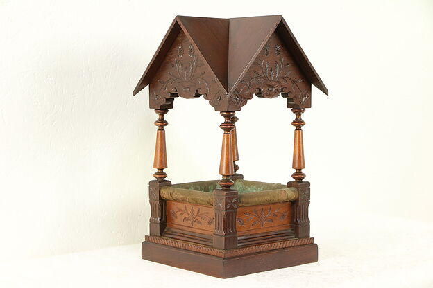 Miniature Antique Architectural Model Well Cover or Portico, Signed 1893 #30572 photo