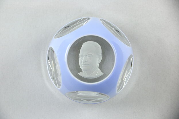 Baccarat Double Overlay Sulphide Blown Glass Paperweight photo