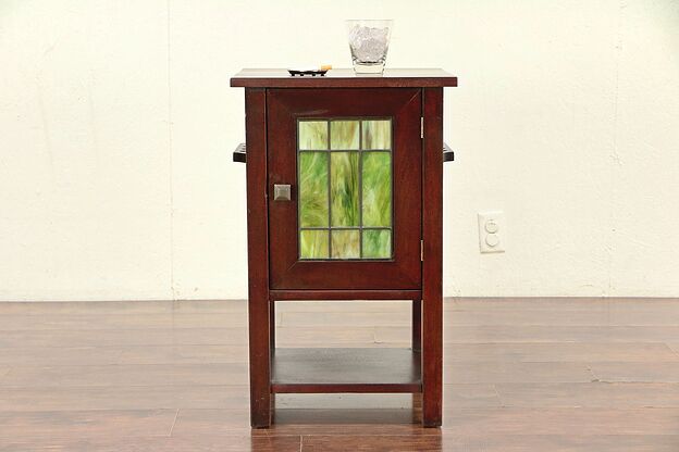 Craftsman Chairside Humidor Smoking Stand, Stained Glass Lake Side Crafts #30049 photo