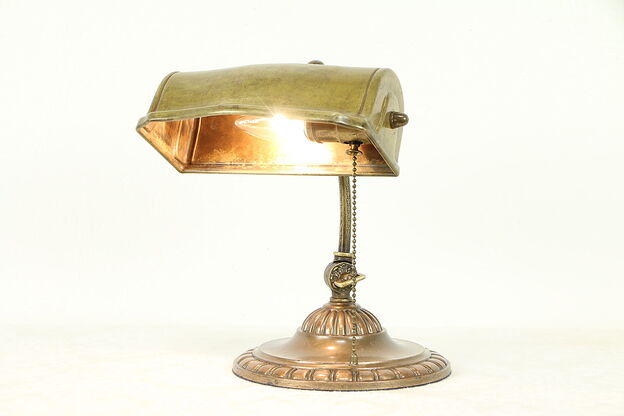 Brass Antique 1900 Adjustable Desk Lamp or Piano Light #31069 photo