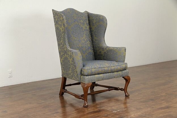 George II Style Vintage Mahogany Wing Chair, All Original, Kittinger NY #30785 photo