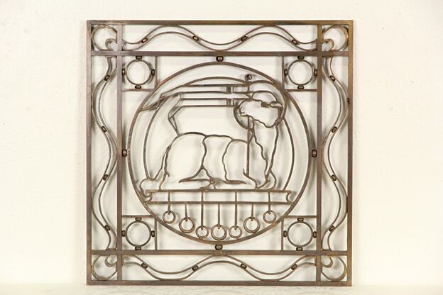 Bronze Art Deco 1925 Architectural Salvage Grill Panel, Lamb Motif photo