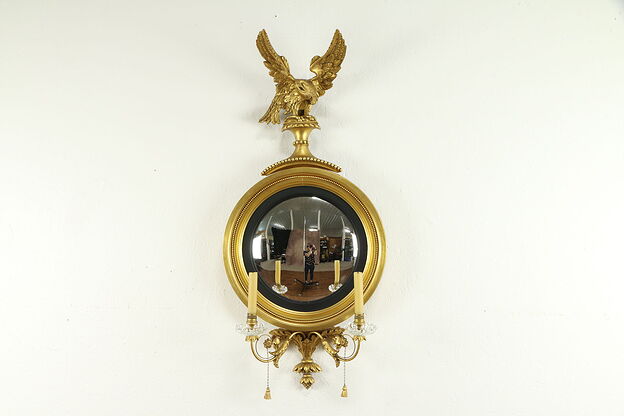 Gold Eagle Federal Style Convex Mirror Colonial Williamsburg Signed NY #31139 photo