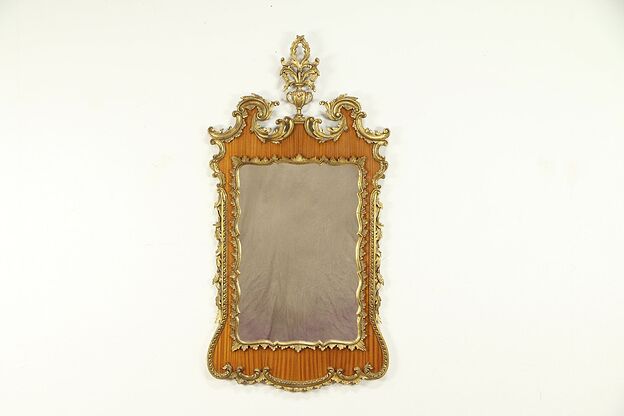 Vintage Carved Mahogany & Gold Wall Mirror, Italy A #30917 photo