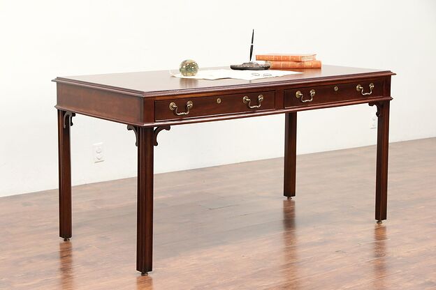 Traditional Vintage Walnut Library Table or Writing Desk, Mt. Airy #29870 photo