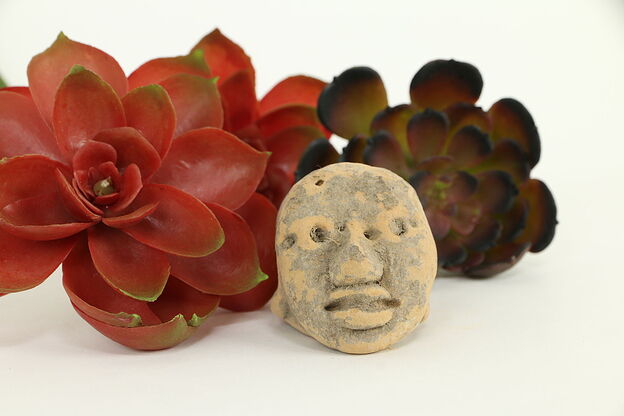 Pre-Columbian Mayan Style Miniature Terracotta Red Clay Head Age Unknown #32845 photo