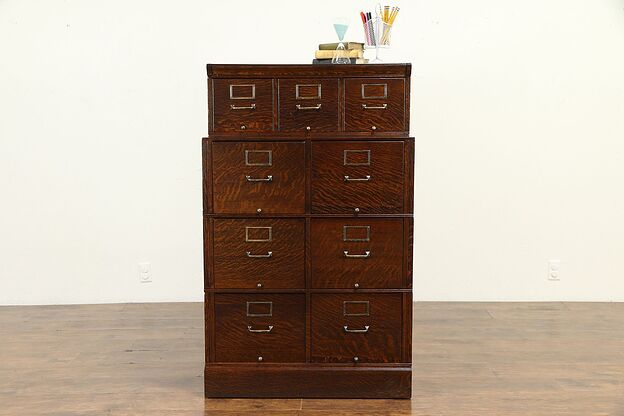Oak Antique Stacking 9 Drawer Collector File Cabinet,  Pat. 1906 Amberg  #32943 photo