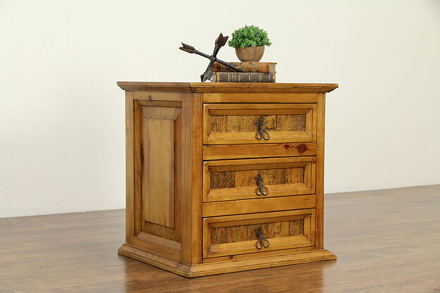 Rustic Country Pine Farmhouse Vintage Small Chest, End Table, Nightstand #32954 photo
