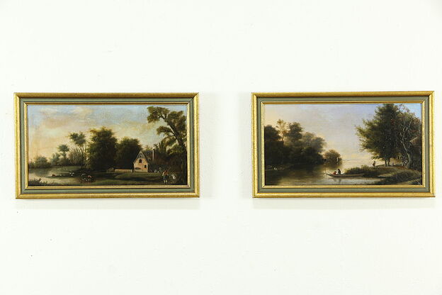 Victorian Pair of Antique English Landscape Paintings #33145 photo