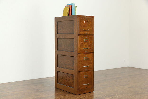 Oak Antique 4 Drawer LIbrary or Office File Cabinet, Weis #33228 photo