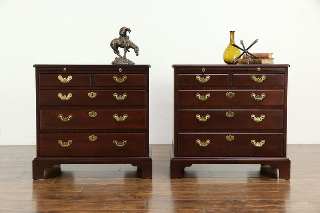 Pair of Traditional Vintage Mahogany Chests or Nightstands, Councill #33232 photo