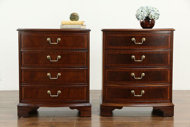 Pair of Bowfront Mahogany Vintage Chests or Nightstands, Ethan Allen #33211 photo