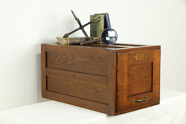 Oak Antique Craftsman One Drawer Desk Top File Cabinet #33399 photo