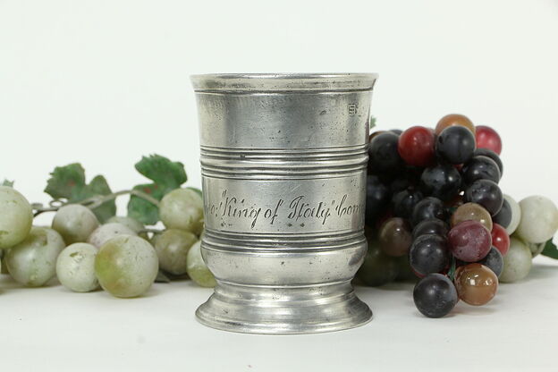 Pewter Antique English Beaker or Cup, King of Italy & Stamp C1 #33434 photo