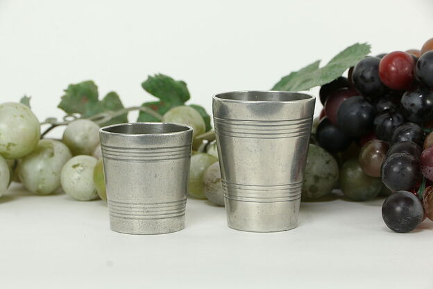 Victorian Antique English Pewter Pair of Beakers or Cups, Stamps C7  #33440 photo