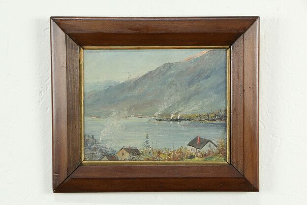False Creek Vancouver Antique Oil Painting 12", J Rennie 1904 #33533 photo