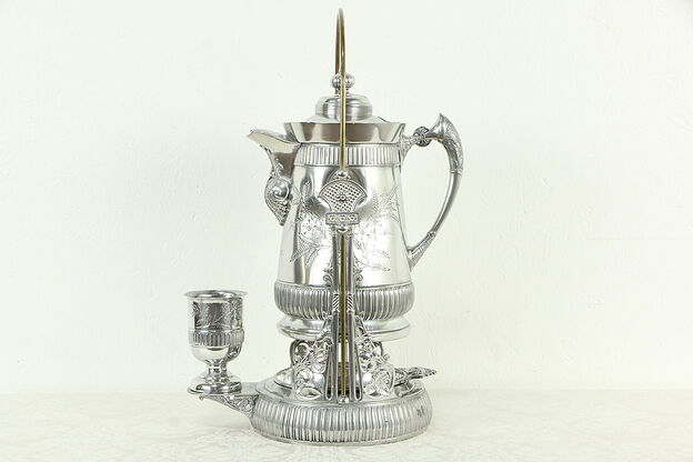 Victorian Antique Silverplate Water Pitcher, Goblet & Stand, Middletown #33539 photo