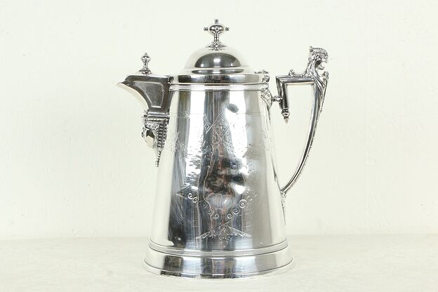Victorian Antique Silverplate Water Pitcher, Stimpson 1854, Reed & Barton #33571 photo