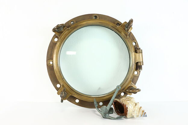Nautical Salvage Brass Porthole Window 22"  #33697 photo