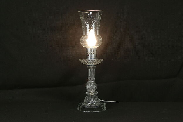 Glass Vintage Boudoir Lamp, Hurricane Shade #34077 photo