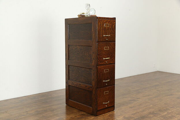 Oak Antique 4 Drawer Weis Office File Cabinet  #34278 photo
