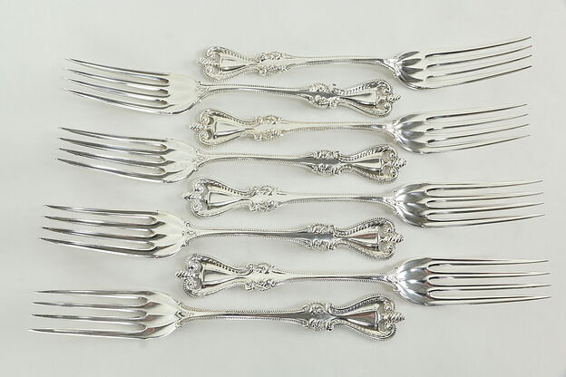 Towle Old Colonial Sterling Silver Set of 8 Dinner Forks, One Shorter #34477 photo