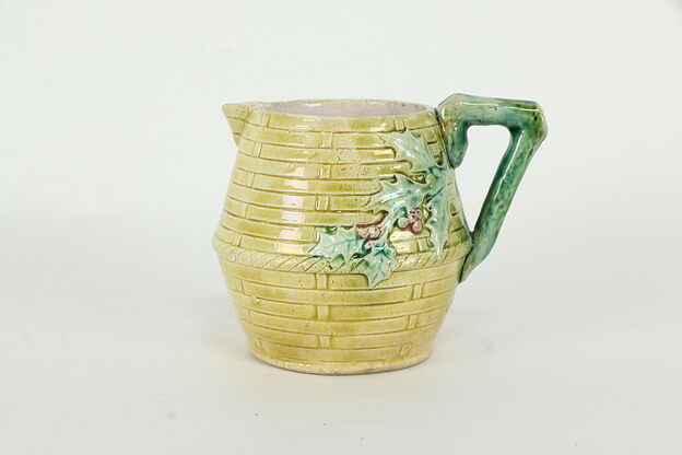 Victorian Antique Majolica Hand Painted Cream Pitcher  #35269 photo