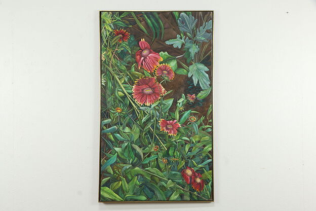 Garden of Flowers Original Oil Painting Konigsberg 1983 63" #33642 photo