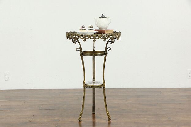 Bronze French Antique Gueridon, Pedestal Table, Fragonard Paintings #35180 photo