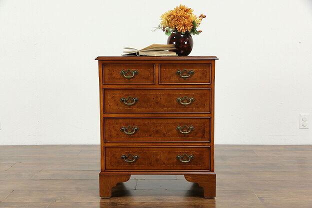 Georgian Design Vintage English Nightstand, Small Chest or Dresser Scully #34933 photo