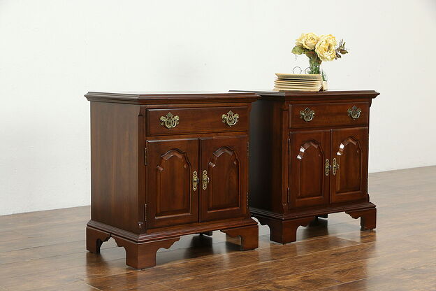 Traditional Pair of Cherry Vintage Night Stands or End Tables, Knob Creek #35457 photo
