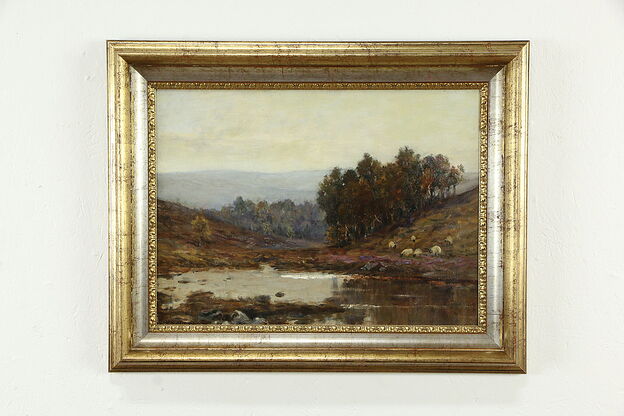 Grazing by the Loch, Original Oil Painting, Signed Robert Allen, 25.5" #35753 photo