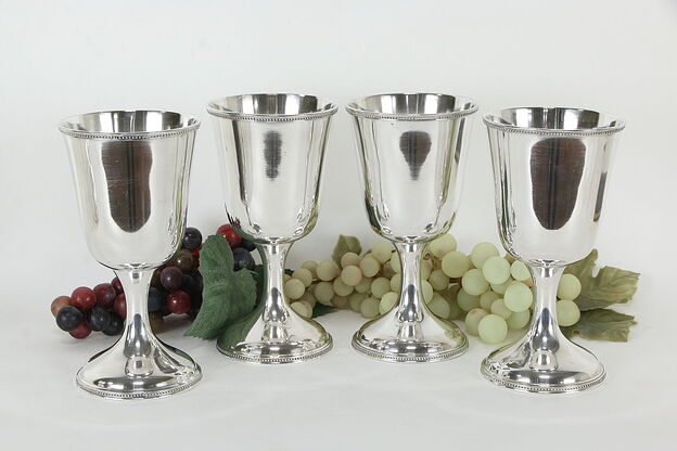 Set of 4 Antique Silverplate Goblets, Rogers Smith #36081 photo