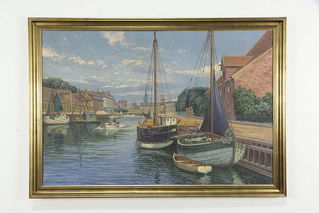 Frederiksholms Kanal, Copenhagen Original Antique Painting, Gundorff 51" #36247 photo