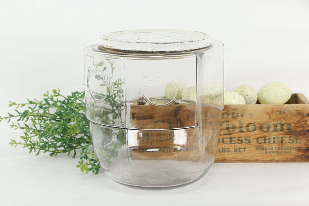 Glass Jar & Cover From Hoosier Kitchen Pantry Cupboard, Kitchen Maid #36290 photo