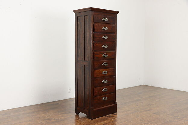 Oak Antique 10 Drawer Apothecary Drug Store Office File Collector Cabinet #36383 photo