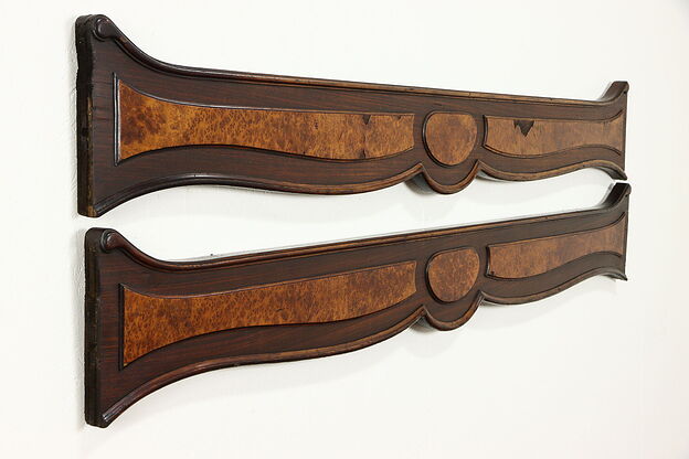 Pair of Rosewood & Burl Antique French Bed Rails Architectural Fragments #36714 photo
